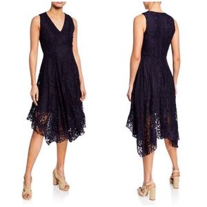 Nieman Marcus Navy Blue Sleeveless Lace Dress